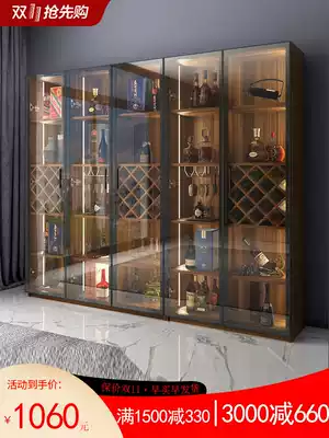 Wine cabinet modern minimalist dining room floor-to-ceiling dining cabinet Nordic living room wall household red wine cabinet glass door display cabinet