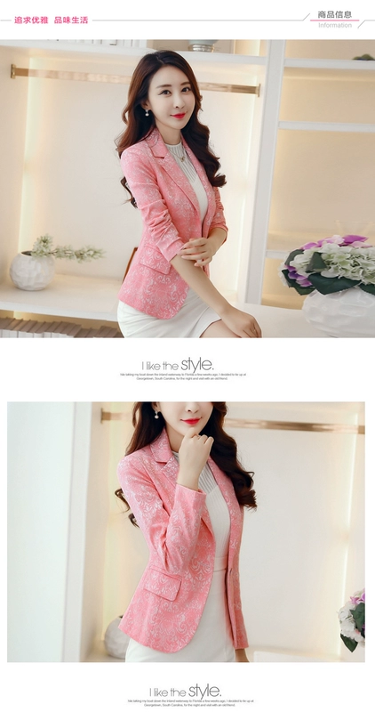 2018 mùa thu mới jacquard nhỏ phù hợp với áo khoác ngắn Phiên bản Hàn Quốc của phụ nữ khí chất tự tu luyện phù hợp với áo khoác dài tay khóa thủy triều