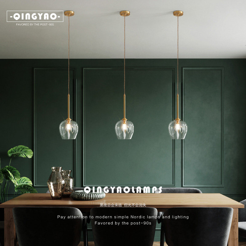 Modern simple bar chandelier creative personality dining table molecular lamp All copper dining room chandelier Nordic dining room lamps