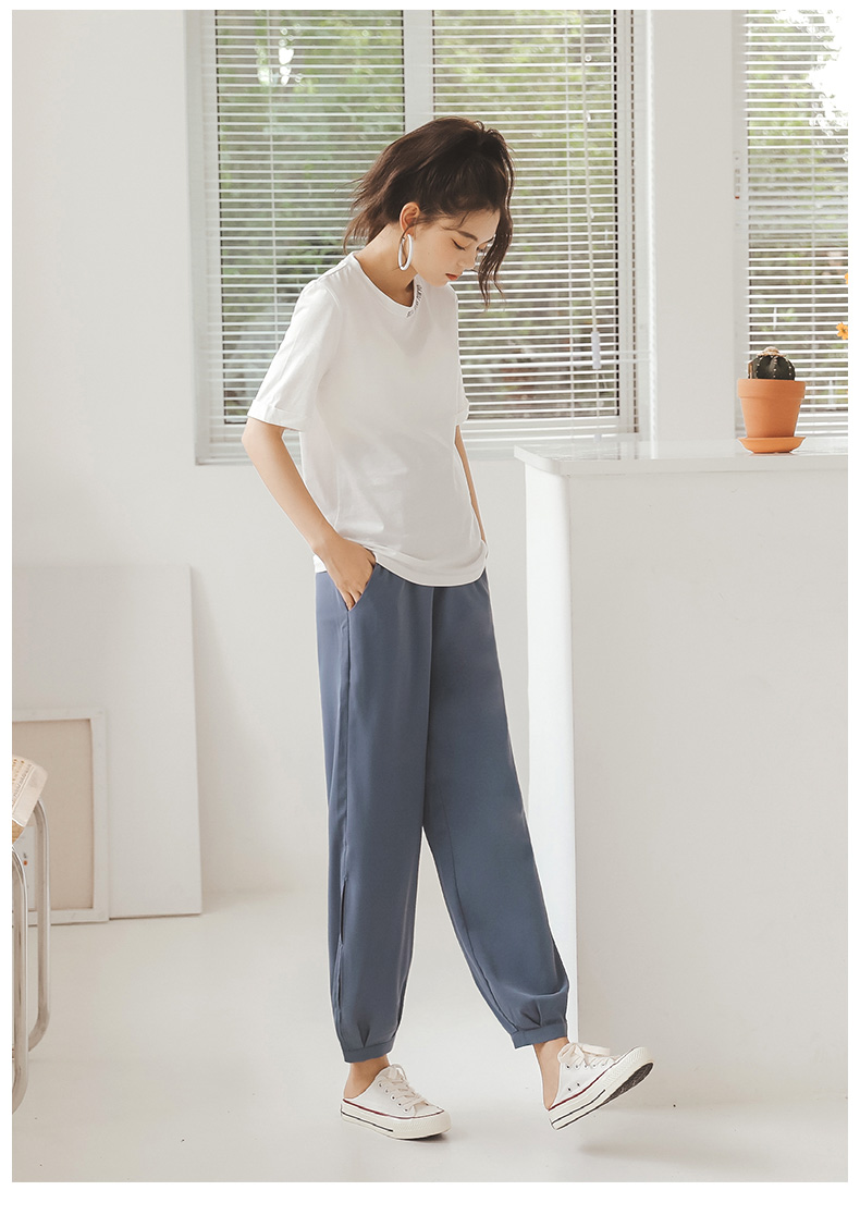 Bà bầu quần mùa hè phần mỏng mặc quần voan rộng chân quần rộng Đèn lồng quần mẹ hậu cung quần quần mùa hè - Phụ nữ mang thai quần / quần bụng yếm bầu 
