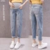 Quần bà bầu mùa hè quần mỏng mùa thu mặc quần bà bầu quần jeans chín điểm quần mùa xuân và quần mùa thu mùa hè - Phụ nữ mang thai quần / quần bụng