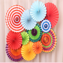 Paper flower fan paper fan flower decoration Tanabata Valentines Day scene layout flower shop window shopping mall wedding room