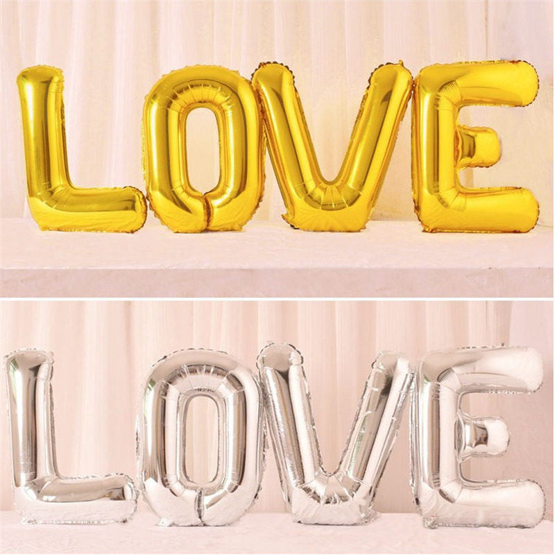Table White Creativity Digital Balloon Golden Silver Color Party Wedding Courseware Wedding Decoration 32 Inch LOVE Aluminum Film Balloon