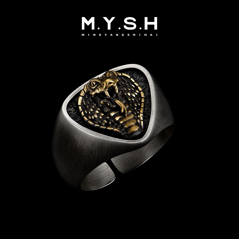 Кольцо мужское MYSH серебро Змея (22-24)