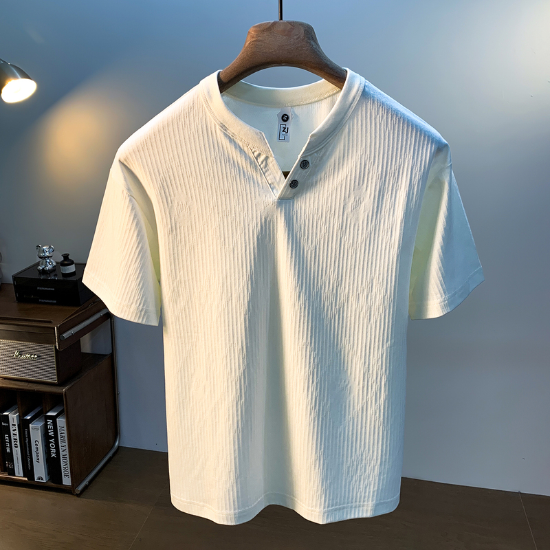 2026 Summer New Short-Sleeve Polo T-Shirt for Men, V-Neck Half-Zip, Old Money Style, Loose Fit, Breathable Trendy Top 2026 Summer New Short-Sleeve Polo T-Shirt for Men, V-Neck Half-Zip, Old Money Style, Loose Fit, Breathable Trendy Top