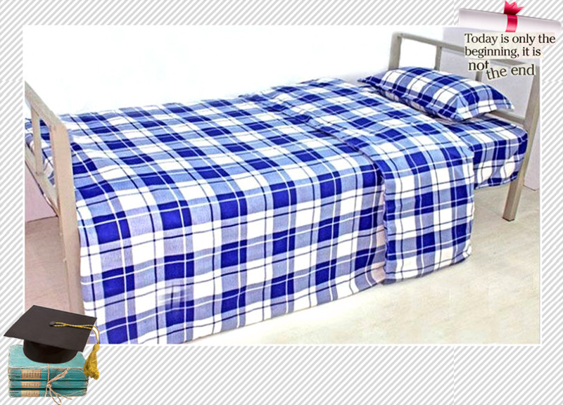 Cotton ký túc xá đại học màu xanh và trắng kẻ sọc giường hoạt hình bông đơn giản school trường học đơn 1 mét giường đơn chăn gối - Khăn trải giường chăn trải giường