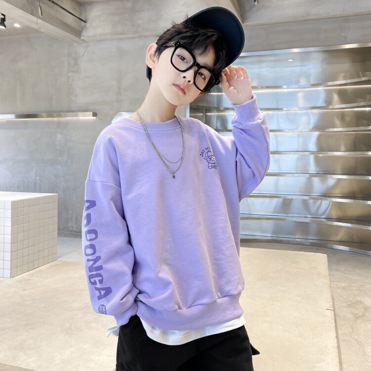 Boy Necropolis New Trendy Handsome Air Blast Street Trend T Spring Autumn Money 2022 Long Sleeve Big Boy Spring Clothing T-shirt Children Suit