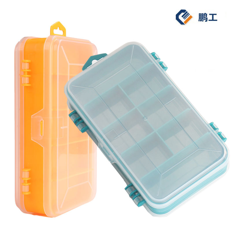 Double-sided storage box 13-grid component box screw fishing gear box PP plastic box wooden shrimp box repair tool box