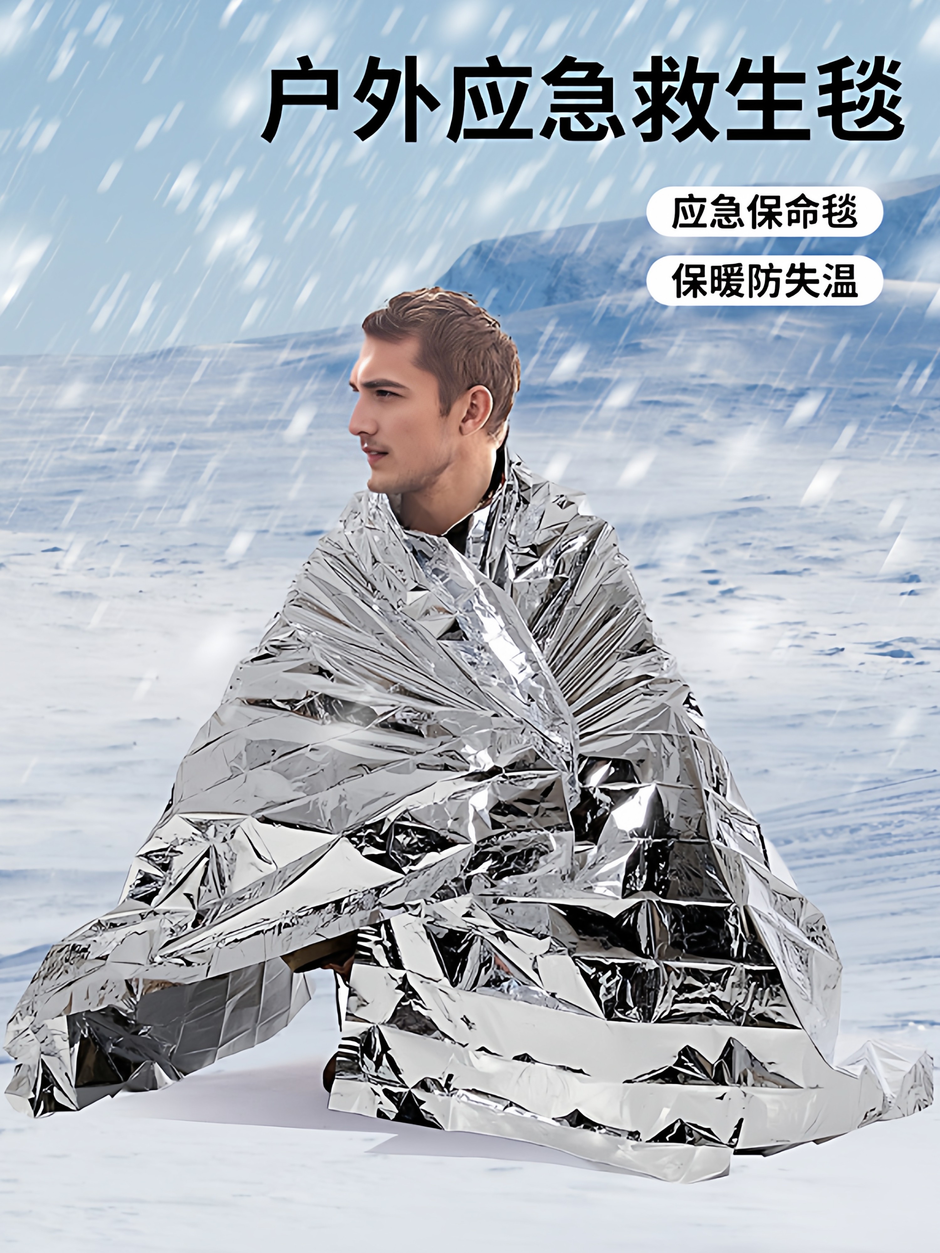 Emergency Insulation Blanket, Outdoor Anti-Freeze Emergency Blanket, Outdoor Thermal Survival Blanket, Aluminum Film Cold-Proof Travel Survival Multi-Function