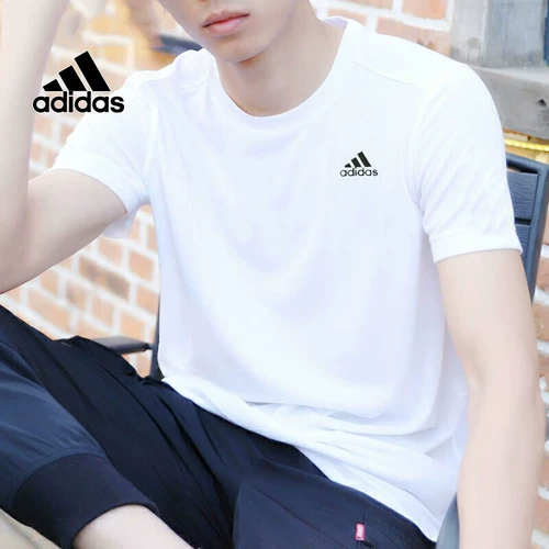 Adidas, летняя спортивная хлопковая футболка, короткий рукав, свободный крой