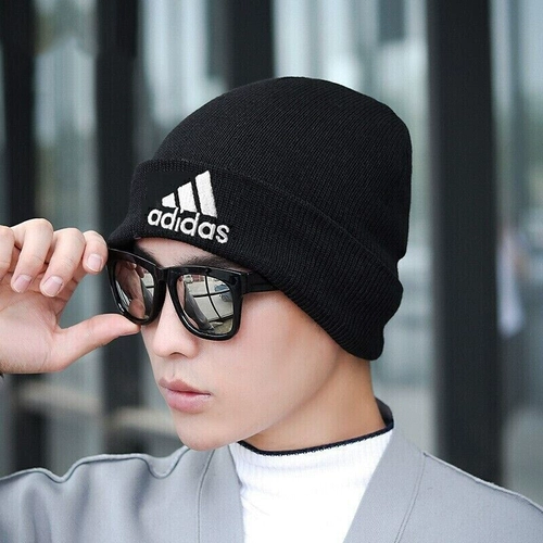 Adidas, демисезонная спортивная кепка с капюшоном, шерстяная вязаная шапка