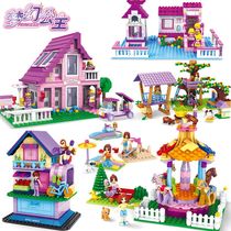 Childrens building blocks Pink dream princess girl series Childrens carriage assembly puzzle toy 6-10 years old