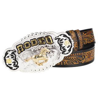 唐草压花装饰皮带大扣头休闲真皮腰带平滑扣牛仔百搭青年二层牛皮