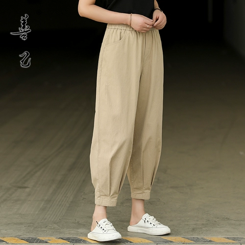 善己 Летние маленькие штаны для отдыха, высокая талия, свободный крой, большой размер, по фигуре