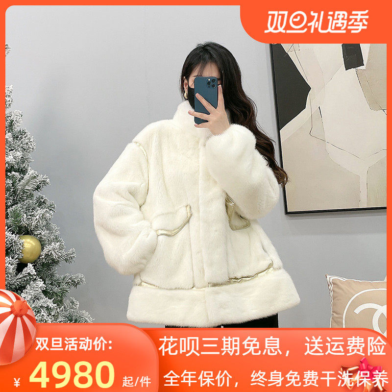 Mrs. Leng 2022 stand collar Haining fur imported velvet mink fur mink fur coat women's young style