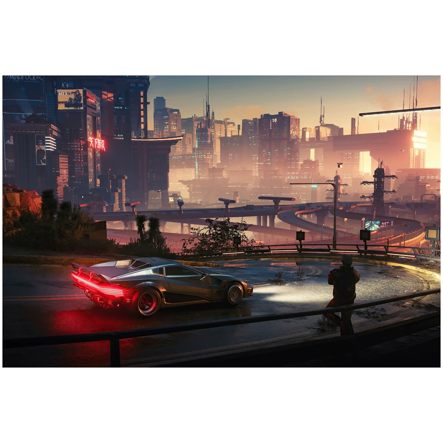 Постер игры Cyberpunk 2077, периферийное спортивное авто, металлический стиль, настенное стикер-комната, общежитие, спальня, декоративная картина