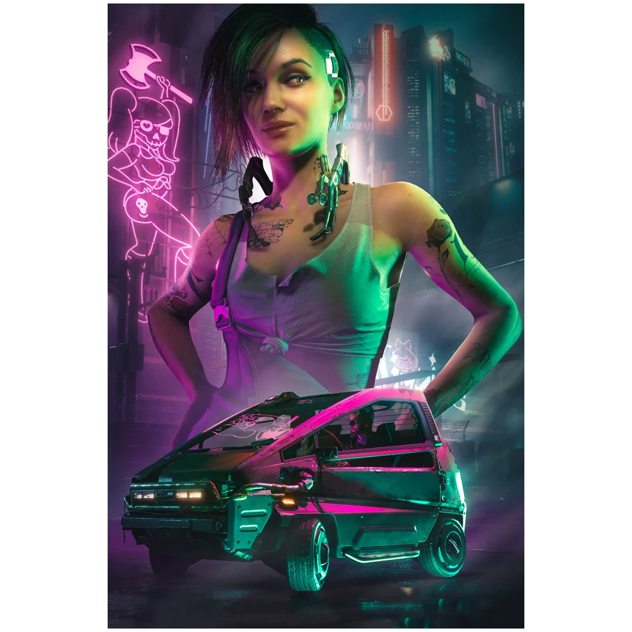 Постер игры Cyberpunk 2077, периферийное спортивное авто, металлический стиль, настенное стикер-комната, общежитие, спальня, декоративная картина