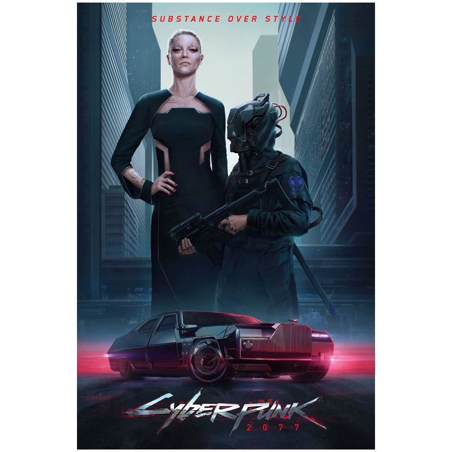Постер игры Cyberpunk 2077, периферийное спортивное авто, металлический стиль, настенное стикер-комната, общежитие, спальня, декоративная картина