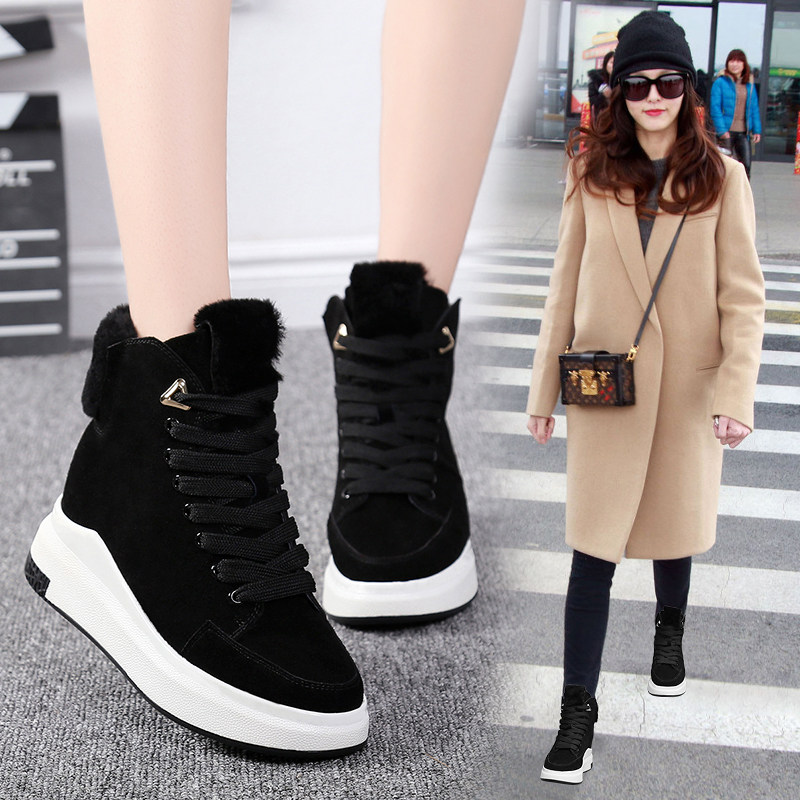 街舞鞋高帮运动女2019新款韩版小黑鞋坡跟嘻哈街拍透气短靴马丁靴