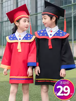 Children's doctoral uniform kindergarten graduation photo clothing doctoral hat photo clothes graduation dress primary school student uniforms