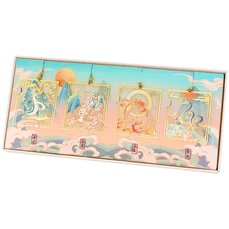 四方神兽镂空金属书签精美流苏创意文具青龙白虎朱雀玄武文艺复古典