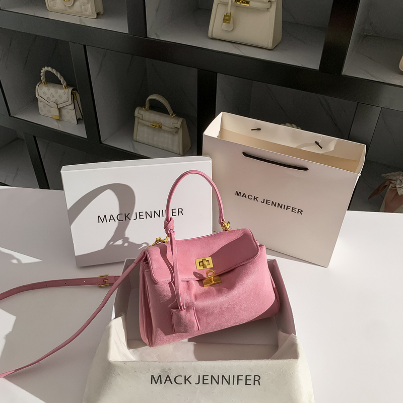 Mack Jennifer Women's Bag Niche High-End Sweet Pink Suede Handbag 2025 New Crossbody Bag