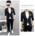 Mã nhỏ mạng phù hợp với tay áo nhỏ phù hợp với tinh thần xã hội kẻ bảy điểm tay áo thủy triều Tóc mỏng phù hợp với nam - Suit phù hợp vest nam Suit phù hợp