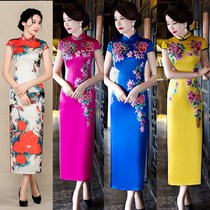 Big code long style qipao retro to enlarge Gats qipao dress with slim performance even dress elegant temperament gown