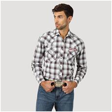 Рубашка мужская wrangler/威格男衬衫格子长袖宽松方领透气休闲正品486363 Wrangler/486363