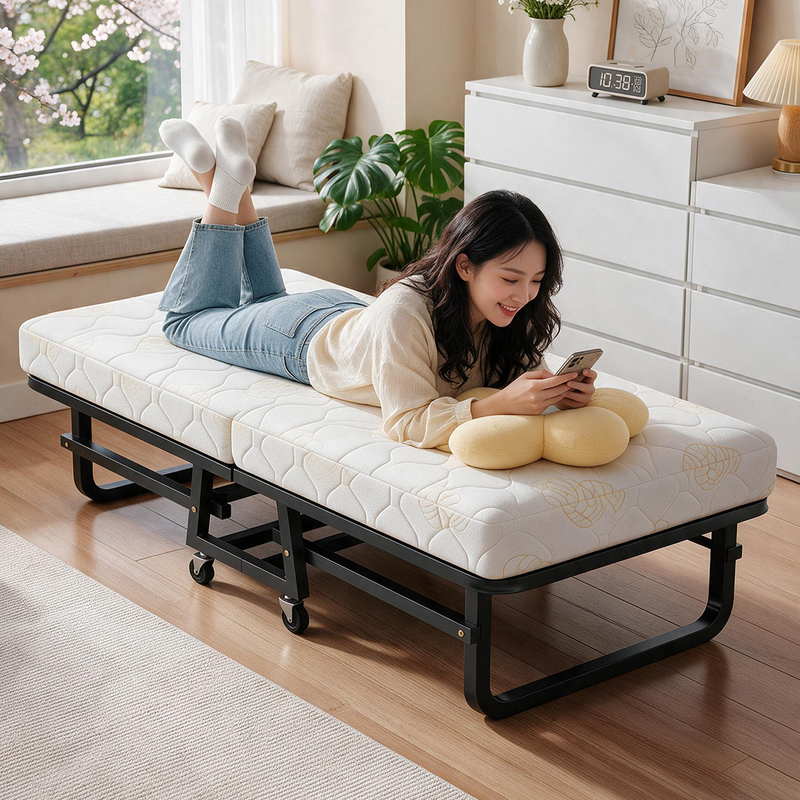 Folding Bed for Home Use, Single Bed for Nap, Perfect for Hotel Extra Beds, Adult Splicing Bed, Simple Temporary Bed for Postpartum Care