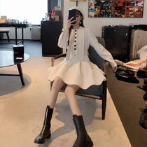 2021 early spring new womens chic skirt gentle style French first love sweet girl white dress winter