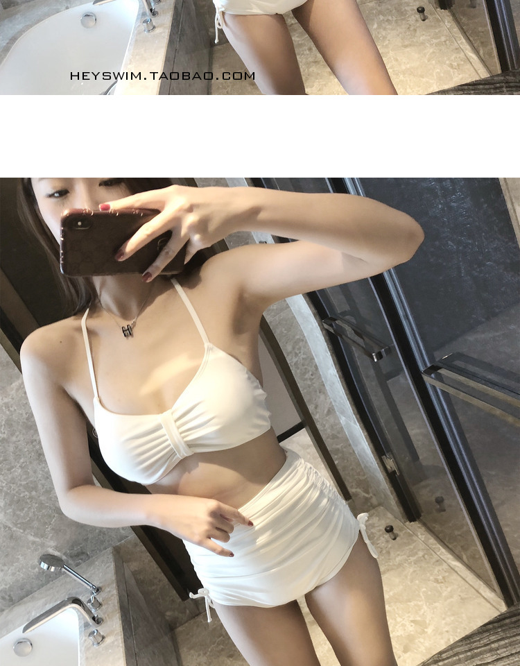 Heyswim tùy chỉnh nữ thần ngực nhỏ bao phủ bụng là mỏng chia eo cao mùa xuân nóng kỳ nghỉ áo tắm nữ + lỏng áo. áo tắm 2 mảnh cạp cao	