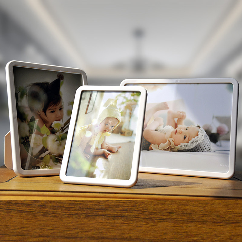 Minimalist Chinese white photo frame Pendulum Table Eu Style Glass 7 Inch Creative Home Decoration Pint Table Head Pendulum