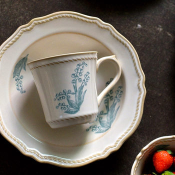 French retro high temperature ceramic underglaze colored relief bowl plate