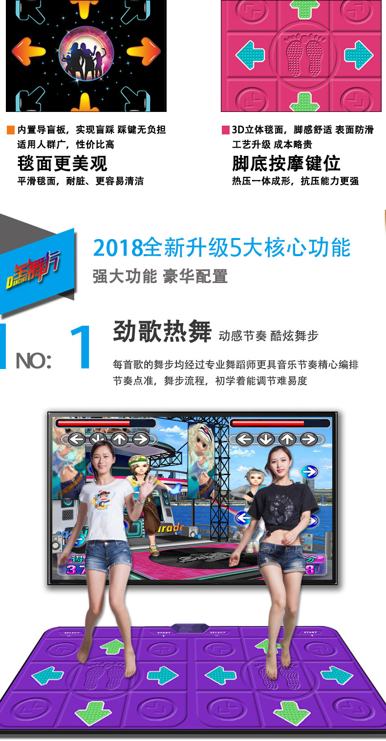 Lắc cùng một điệu nhảy mat đôi body dance machine + home giao diện TV máy tính giảm béo chạy game console thảm nhảy kết nối tivi