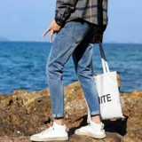 Трендовые джинсы, универсальный приталенный комбинезон, штаны, 2020, осенние, свободный прямой крой