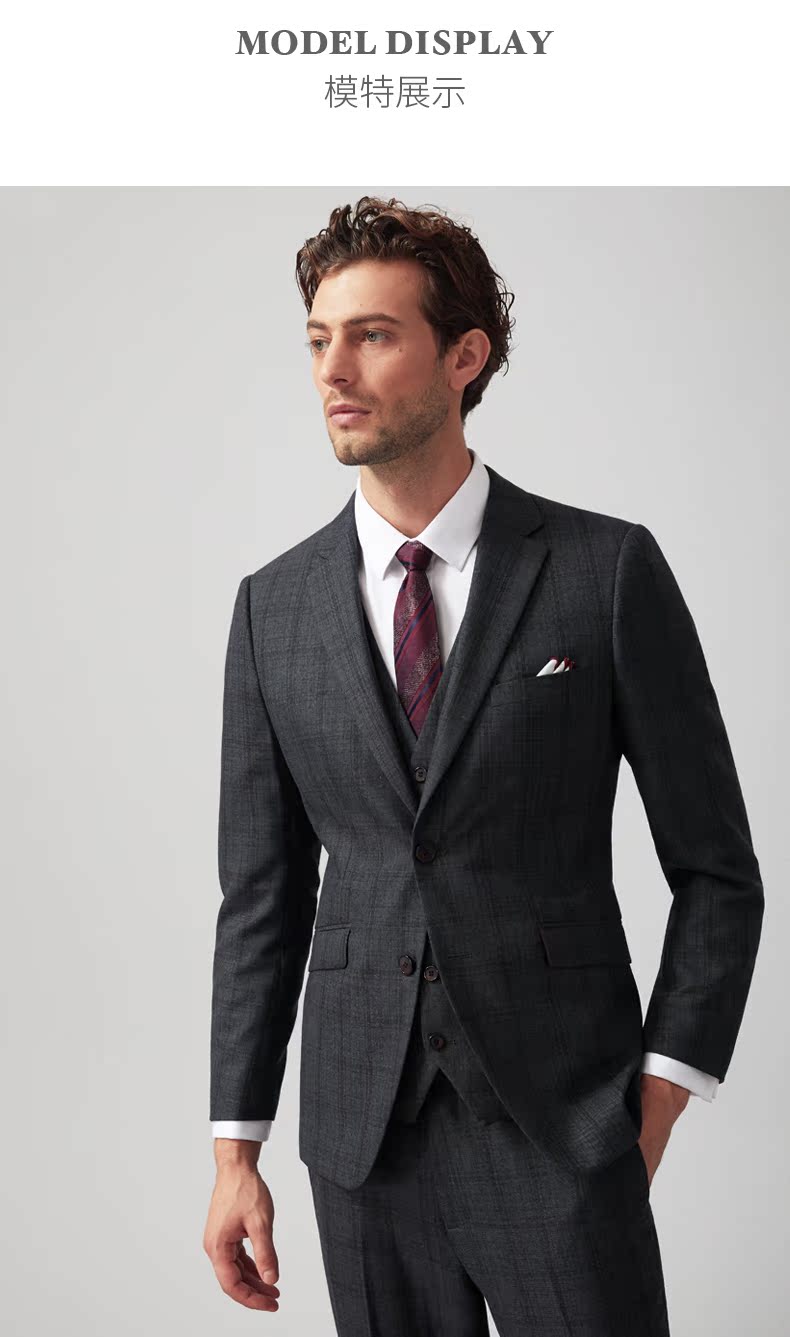 Suit phù hợp với nam len retro kẻ sọc gió Anh kinh doanh phía tây trang trí cơ thể màu xám chú rể váy cưới - Suit phù hợp bộ vest nam thời trang