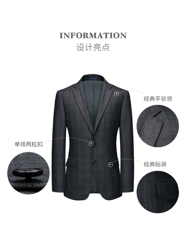 Suit phù hợp với nam len retro kẻ sọc gió Anh kinh doanh phía tây trang trí cơ thể màu xám chú rể váy cưới - Suit phù hợp