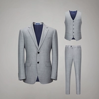 Светлый серый набор из трех частей [Вверху + брюки + жилет]]