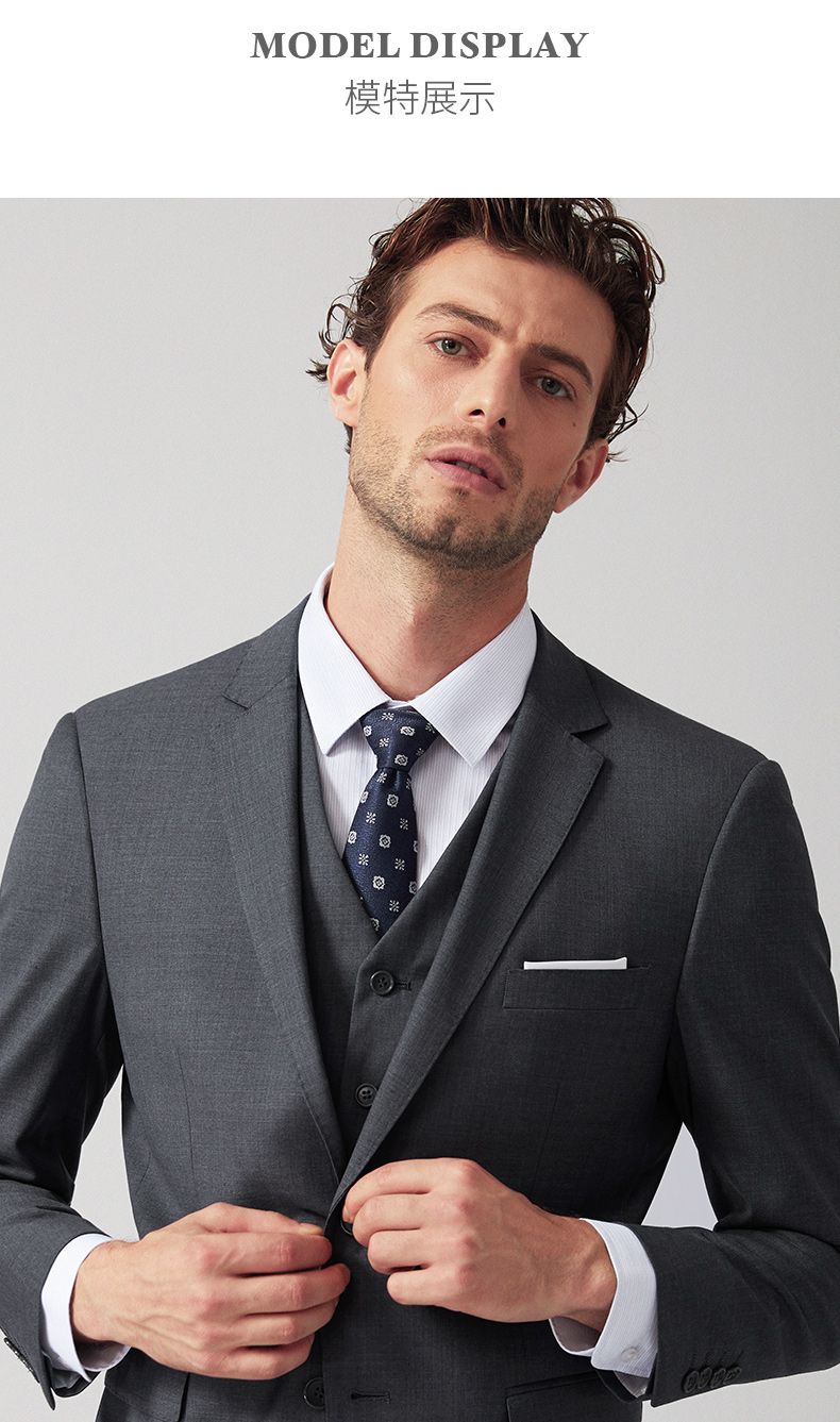 Suit nam phù hợp với len màu xám kinh doanh phù hợp với bộ đồ mỏng Chú rể thắt nút đám cưới tốt nhất người đàn ông ăn mặc chuyên nghiệp - Suit phù hợp đồ vest nam