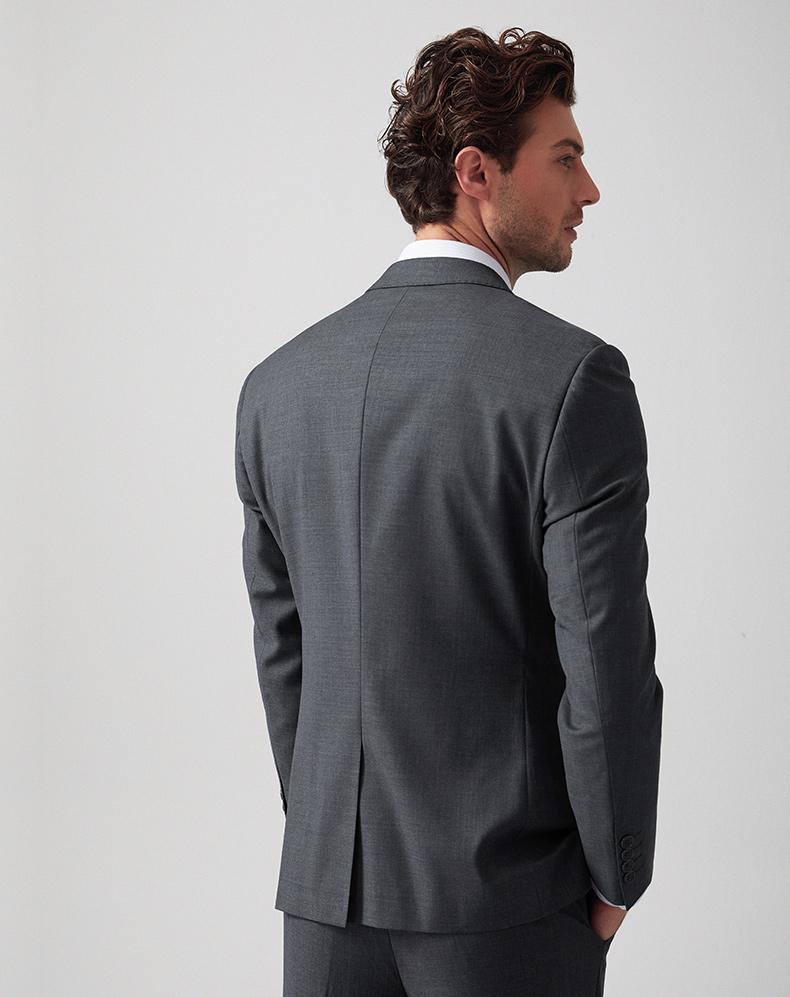 Suit nam phù hợp với len màu xám kinh doanh phù hợp với bộ đồ mỏng Chú rể thắt nút đám cưới tốt nhất người đàn ông ăn mặc chuyên nghiệp - Suit phù hợp đồ vest nam