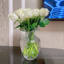 Simple light luxury small red book creative spray Mouth Vase ornaments living room flower arrangement water breeding Nordic simple glass transparent