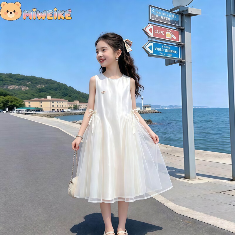 French Miweike Girls' Sleeveless Dress Summer New Style Princess Dress Birthday Children's Dress Vest Dress Trendy French Miweike Girls' Sleeveless Dress Summer New Style Princess Dress Birthday Children's Dress Vest Dress Trendy