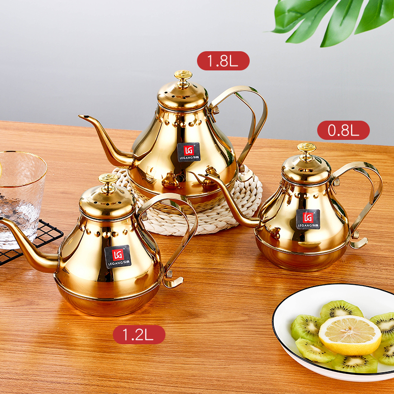 Thickened Stainless Steel Teapot, Flower Teapot with Filter, Long Spout Tea Kettle, Restaurant, Hotel, Commercial Tea Kettle
