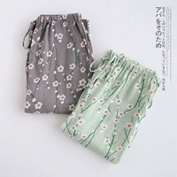 Quần pyjama nữ quần cotton mùa hè đôi mùa xuân và mùa thu nam và nữ cotton hai lớp gạc mỏng nhà quần cotton quần đùi nữ