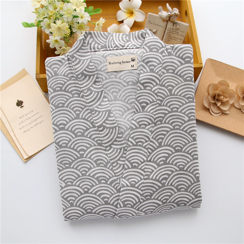 Kimono bông gạc người đàn ông Nhật Bản và phụ nữ của yukata những người yêu thích quần áo phần mỏng hấp quần áo đồ ngủ lỏng dịch vụ nhà bộ pijama