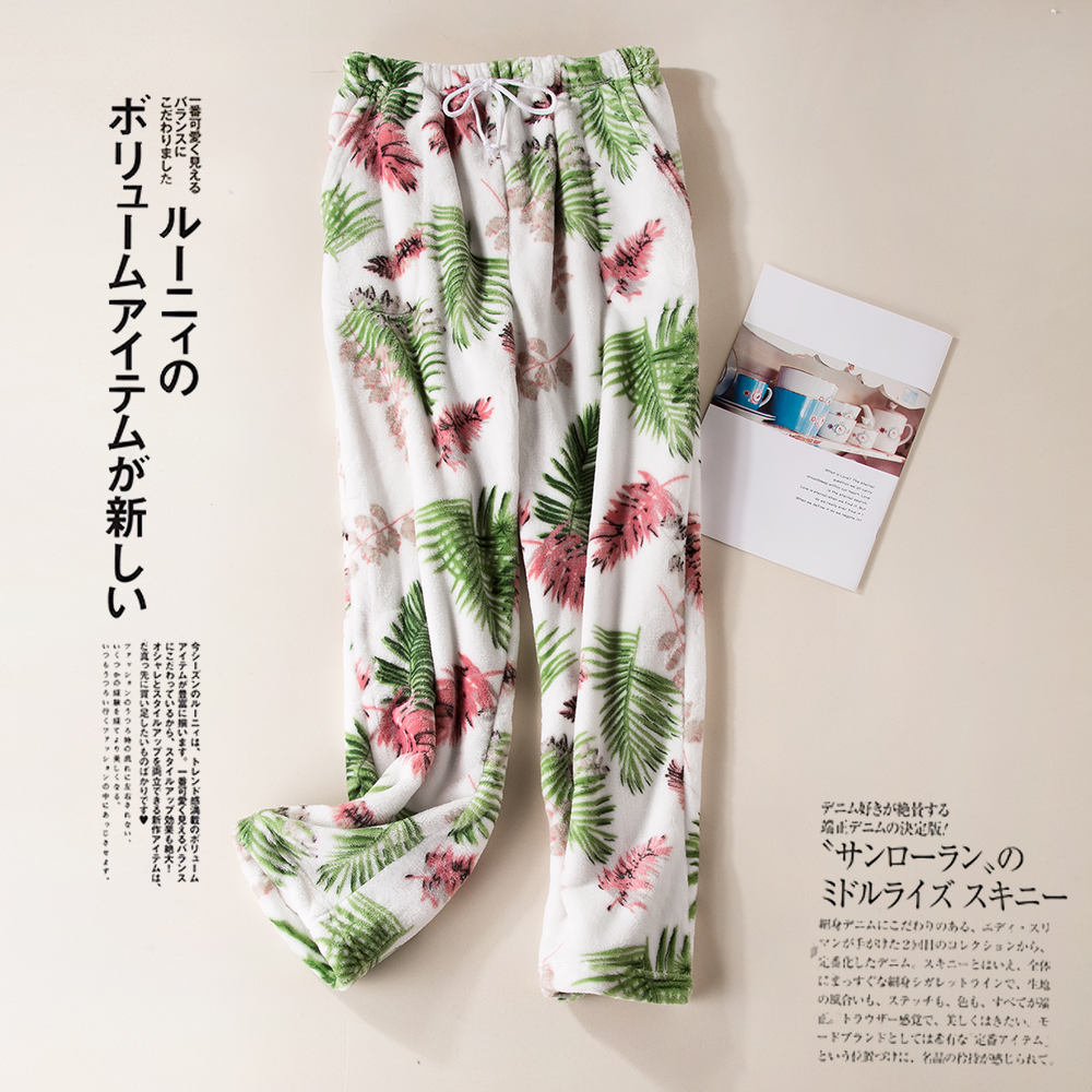 Mùa thu và mùa đông phụ nữ flannel pyjama quần kích thước lớn dày lông cừu san hô quần quần giản dị cặp vợ chồng nhà dễ thương quần short nữ