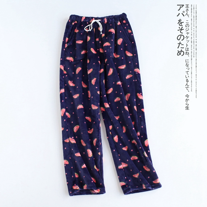 Mùa đông nữ flannel san hô lông cừu nhà quần Pajama phụ nữ Mùa thu và mùa đông ấm áp sống quần lỏng tăng dày quần đùi nữ
