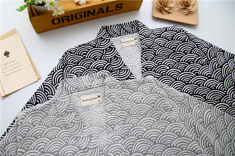 Kimono bông gạc người đàn ông Nhật Bản và phụ nữ của yukata những người yêu thích quần áo phần mỏng hấp quần áo đồ ngủ lỏng dịch vụ nhà bộ pijama