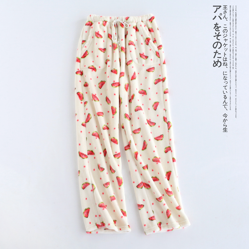 Mùa đông nữ flannel san hô lông cừu nhà quần Pajama phụ nữ Mùa thu và mùa đông ấm áp sống quần lỏng tăng dày quần ngủ nam